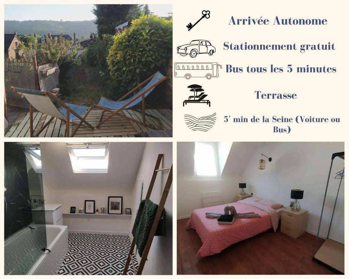 Le Nid Normand Avec Terrasse - Stationnement Facile Et Gratuit - 5 Min Seine Διαμέρισμα Deville-les-Rouen Εξωτερικό φωτογραφία